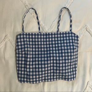 Brandy Melville Kimberley Tank Blue Checkered Tie Shirt